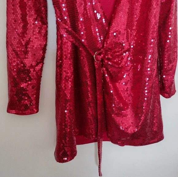 Lovers & Friends red sequined wrap around dress size small